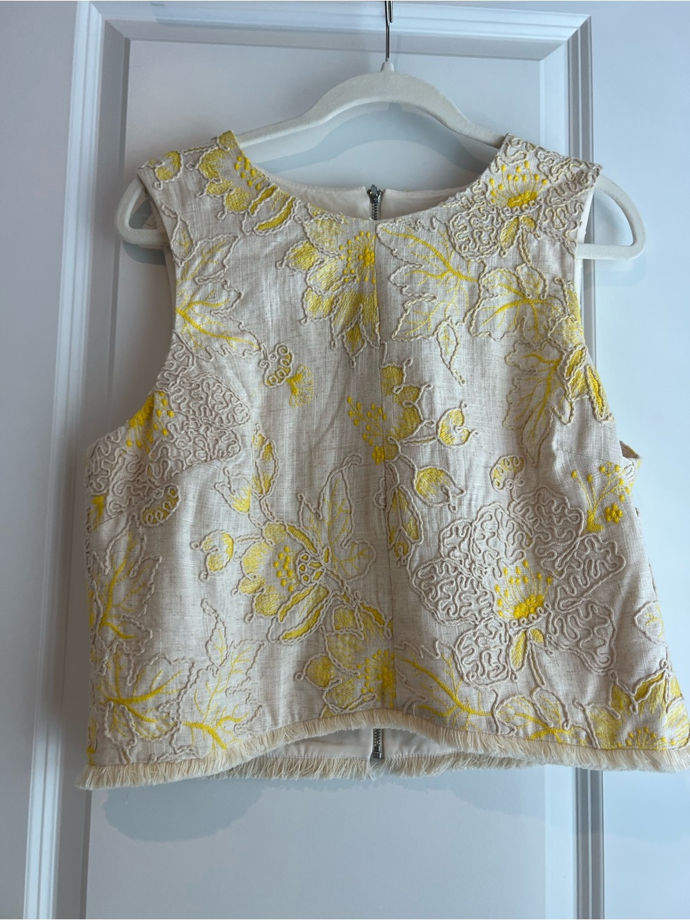 ANTONIO MELANI Cream and Yellow Embroidered Sleeveless Top